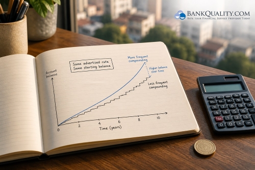 Compounding frequency separates accounts paying the same advertised rate