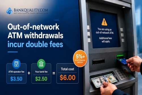 Out-of-network ATM withdrawals incur double fees