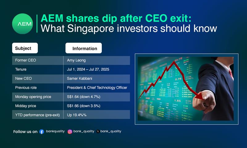 AEM shares dip after CEO exit: What Singapore investors should know